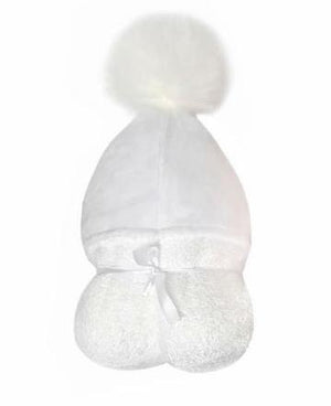 White Pompom Hooded Towel